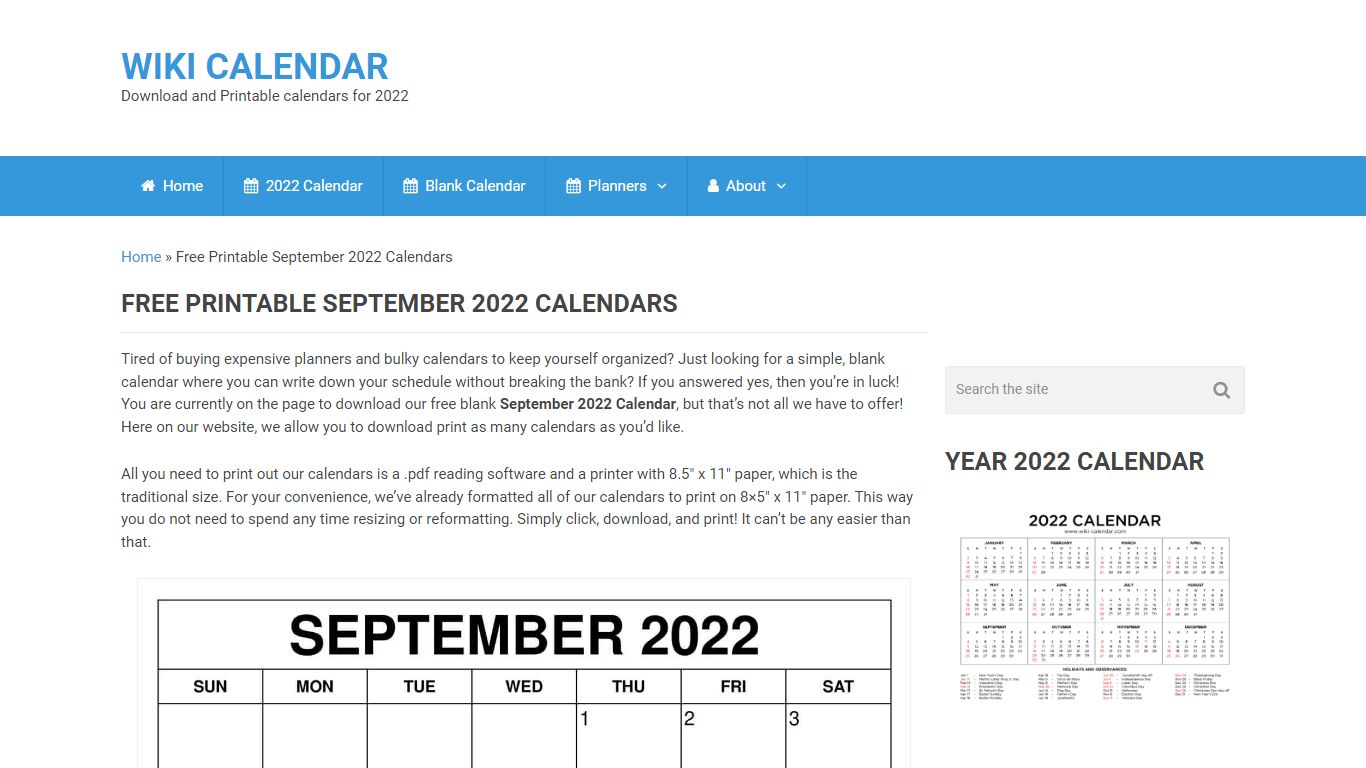 Free Printable September 2022 Calendars - Wiki Calendar